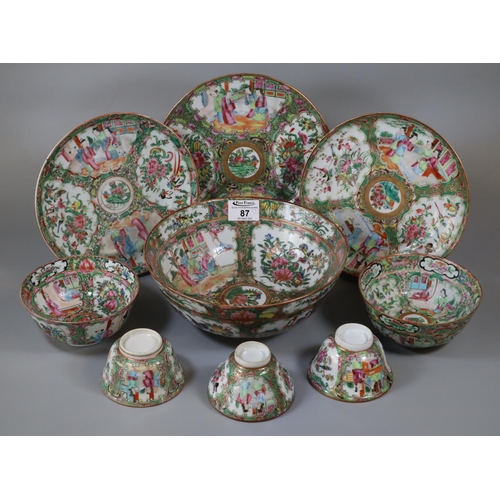 87 - A late 19th/early 20th century collection of Chinese Canton famille rose enamelled porcelain items t... 