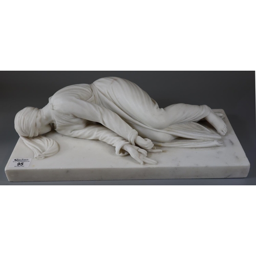 95 - After Stefano Maderno,(Italian 1576-1636), 'Santa Cecillia', carved white marble on rectangular plin... 