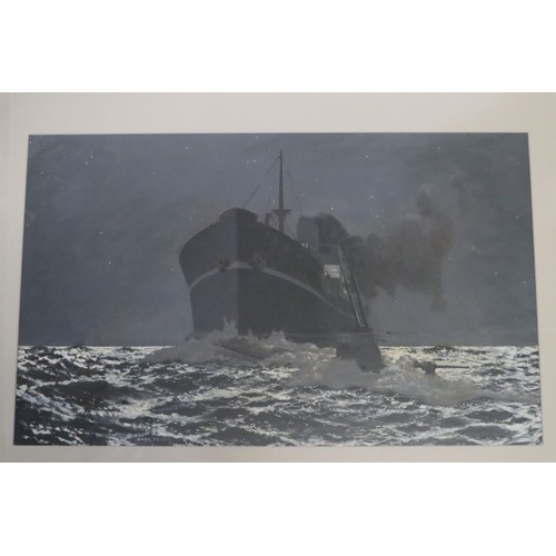 173 - Charles Pears (British 1873-1958), 'British Cargo Steamer rams U-boat', an iconic image as featured ... 