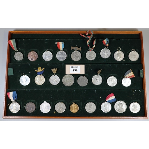 343 - Collection of 26 commemorative medals including King George V and Queen Mary, Coronation of Queen El... 