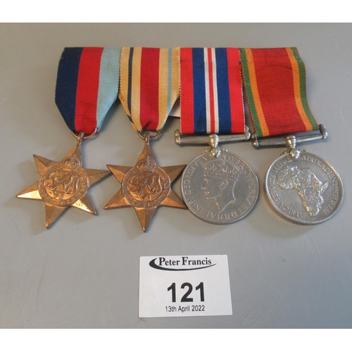 121 - WWII Medal Group to include 39-45 Star, Africa Star, War Medal and Africa Service Medal.  27649 W.S.... 