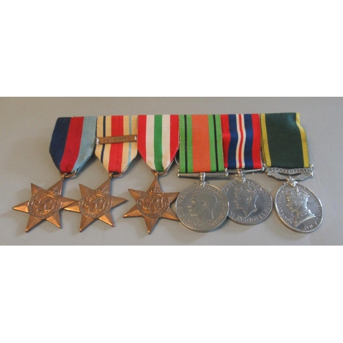 123 - WWII  Medal Group to include 1939-45 Star, Africa Star, Italy Star, War Medal, Defence Medal and Ter... 