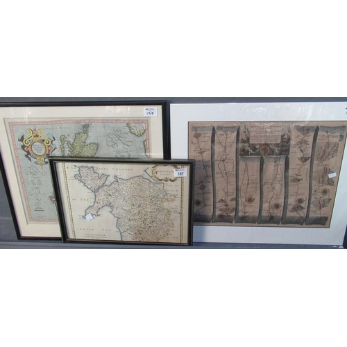 157 - Two reproduction maps of the UK and North Wales after Mercator and Robert Morden together with an or... 