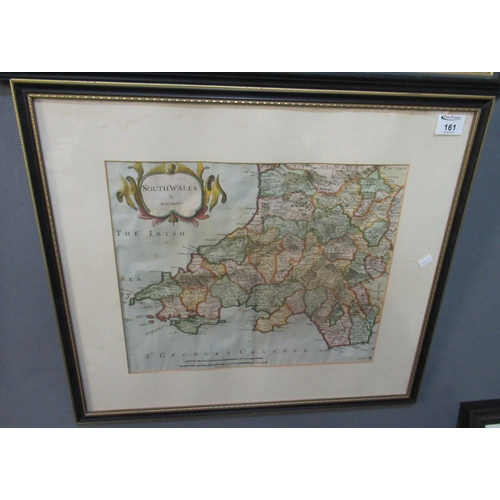 161 - Robert Morden, original hand coloured map of South Wales.  33x40.5 cm approx, Hogarth frames.  
(B.P... 