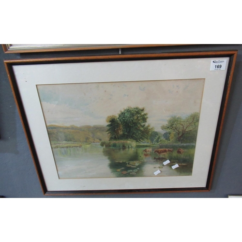 169 - Cattle watering, watercolour. Framed and Glazed.
(B.P. 21% + VAT)