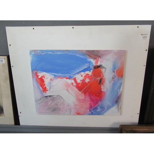 171 - Neil Canning,( British contemporary.), Abstract portrait study. Acrylic on board, signed. 32 x 42cm ... 