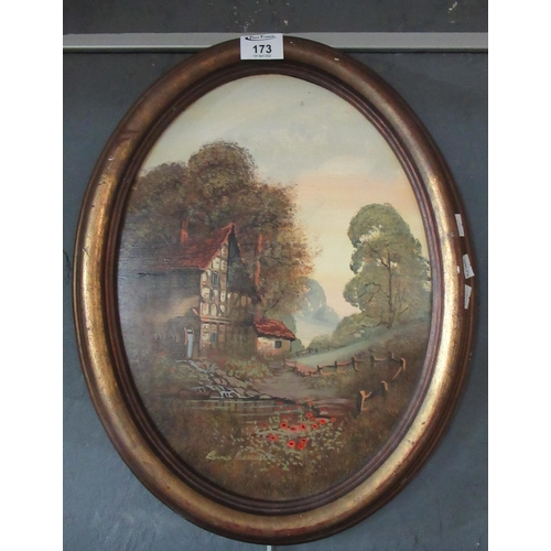 173 - British School Study of a Watermill, signed Ronald Horsewell, oils on board, 40x30 cm approx  - (Cha... 