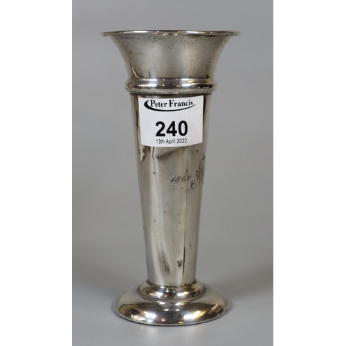 240 - George V silver trumpet vase with loaded base. Marked with initials and dated 1860-1910. Birmingham ... 