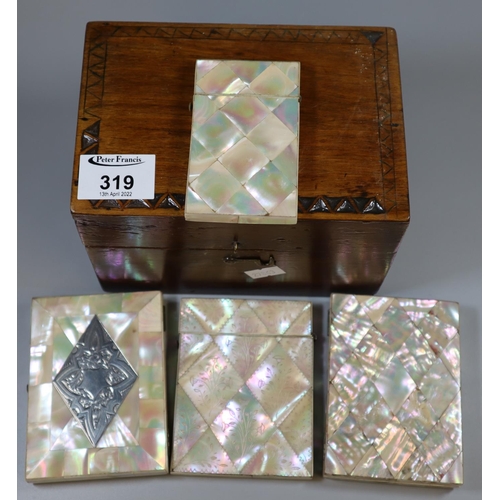 319 - Collection of mother of pearl items to include two mother of pear card cases and two mother  of pear... 