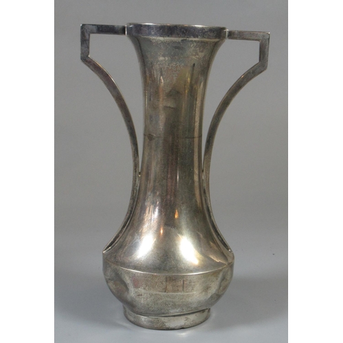 326 - Art nouveau design two-handled vase. Birmingham, 1912. 16.5cm high approx. 3.8oz troy approx.
(B.P. ... 