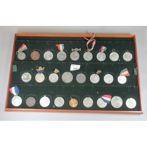 343 - Collection of 26 commemorative medals including King George V and Queen Mary, Coronation of Queen El... 