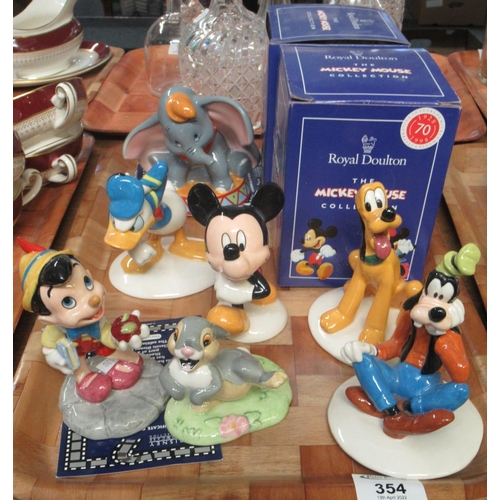 354 - Collection of Royal Doulton Disney figures to include: Pinocchio, Thumper, Mickey Mouse, Goofy, Plut... 