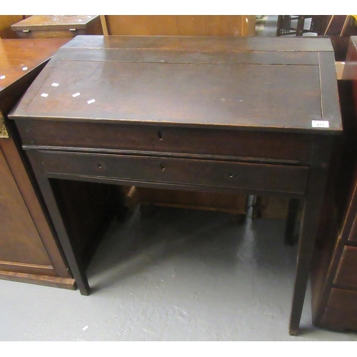 473 - Early 19th century stained oak fall front clerk's desk on square tapering legs. 93 x 52 x 94cm appro... 