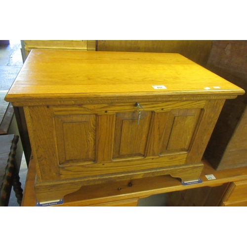 497 - 18th century style pale oak coffwr bach, having three fielded panels on a projecting base and bracke... 