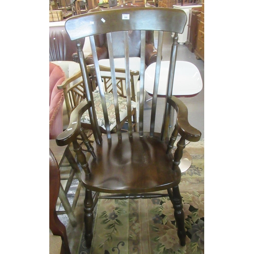 506 - 19th century style mahogany slat-back farmhouse kitchen armchair.
(B.P. 21% + VAT)