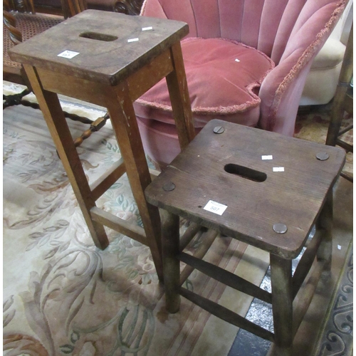 507 - Two similar rustic mid century stools with hand holes. (2)
(B.P. 21% + VAT)