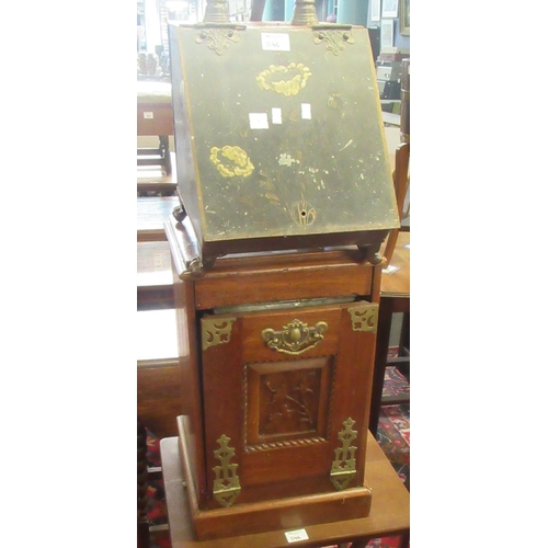 546 - Early 20th century mahogany folding table, together with an Art Nouveau design metal coal purdonium,... 