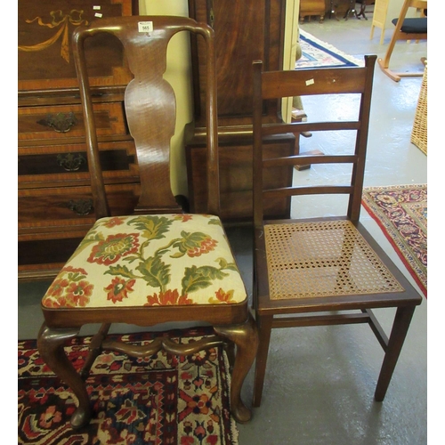 565 - Queen Anne Style mahogany dining chair together with a bar back and cane bedroom chair. (2)
(B. P. 2... 