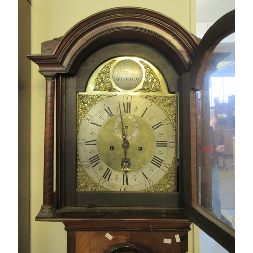 567 - Early 19th century mahogany eight day longcase clock marked John Vise, Wisbech, having a brass face ... 