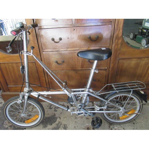 595 - Velodephoche stainless steel framed, small wheeled folding bicycle with sturmey archer three speed h... 