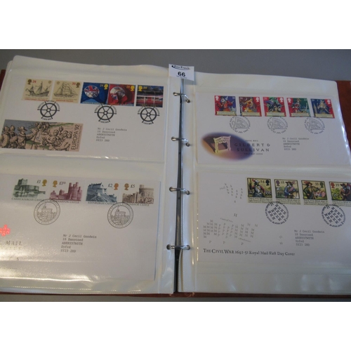 66 - Great Britain collection of stamp first day covers in album 1978 to 1993 period commemoratives, defi... 