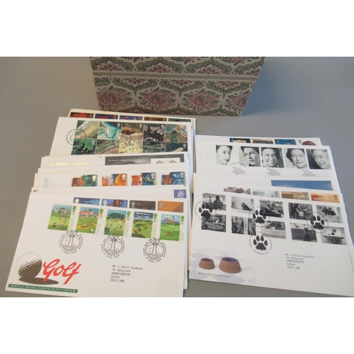 69 - Great Britain collection of stamp first day covers in small box. 1990's to early 2000's. 130 + cover... 