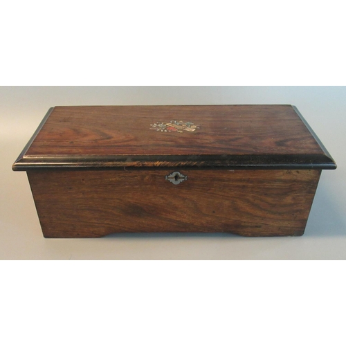 83 - 19th century rosewood and ebonised Swiss musical box, playing six aires on 8.75cm steel comb.
(B.P. ... 