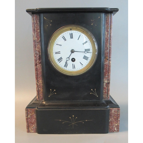 86 - Late 19th/early 20th century slate and marble single train mantel clock.
(B.P. 21% + VAT)