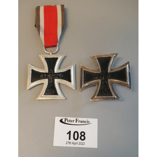 108 - 1957 redesigned German Iron Cross (EK1957), Iron class first class and Iron Cross second class. One ... 