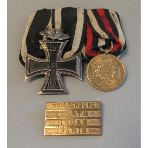 116 - Pre WWI German Iron Cross (second class, EK1870) with 25th anniversary oak leaves, together with a w... 