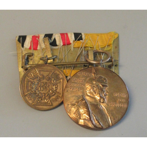 121 - German Franco Prussian war non combatants commemorative medal, together with a Kaiser Wilhelm memori... 