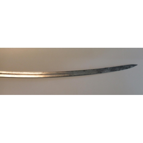 132 - 19th century military sabre, having brass hilt with wire bound grip, and steel fullered blade. No sc... 