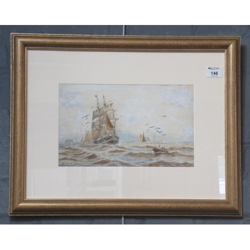 146 - William Hyams (British 1878-1952), 'Steam and Sail', signed and dated '99, watercolours.  (B.P. 21% ... 