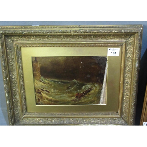 161 - British school (19th century) ship wreck scene, oils on board. 19 x 25cma approx. Framed.
(B.P. 21% ... 