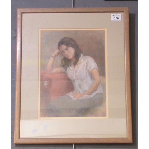 166 - K Foster, portrait of a pensive young woman, signed, pastels. 34 x 24cm approx. Framed and glazed.
(... 