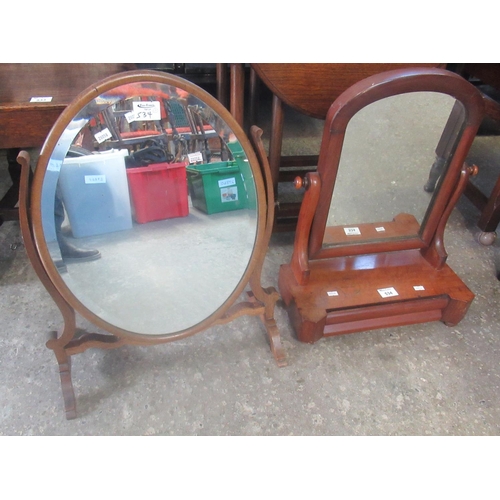 534 - Two 19th century swing toilet mirrors, one in Victorian style with under drawer. (2)
(B.P. 21% + VAT... 