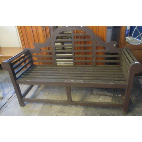 545 - Lutyens Design stained teak arch backed garden seat.  (B.P. 21% + VAT