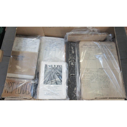 85 - Box of assorted railway ephemera to include shipping list King's Lock, Swansea, engineering book, et... 