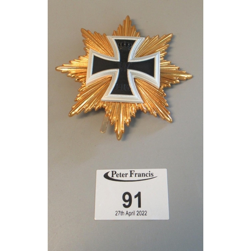 91 - Replica of German The Grand Cross of the Iron Cross with gold rim, Hermann Goering prototype.
(B.P. ... 