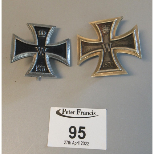 95 - German 1870 Iron Cross (EK1870), two first class original and first class modern copy. (2)
(B.P. 21%... 