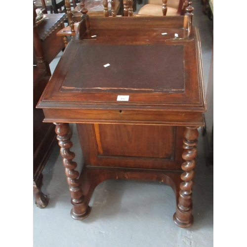 498 - Victorian Rosewood Davenport desk, the gallery top above slope front standing on barley twist suppor... 