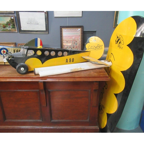 503A - Flying scale model of a 1930's monoplane civil aircraft 'Lazy Bee' with single cylinder petrol engin... 