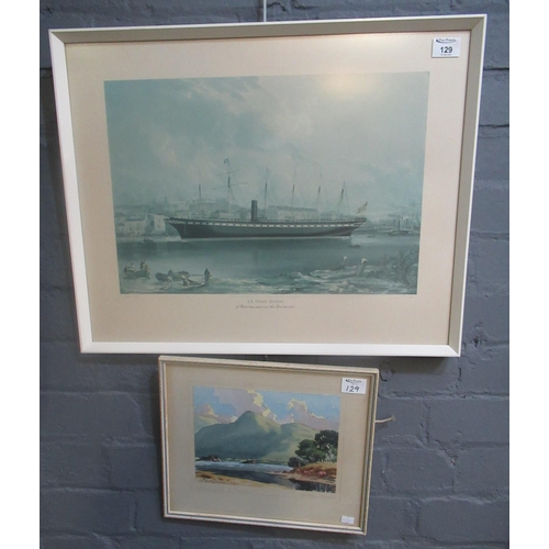 129 - Sean O'Connor (Irish 20th century), 'Lower Lake Killarney', signed, water colours. 18 x 24cm approx.... 