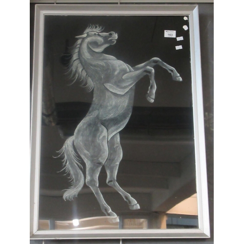 163 - Large study of a rearing horse in the style of the Ferrari logo, reversed. Framed and glazed.
(B.P. ... 