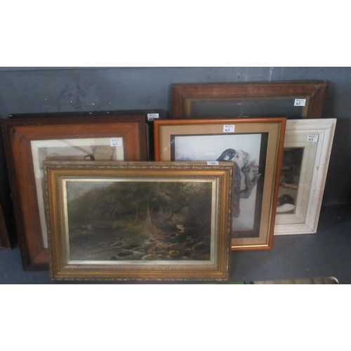 165 - Group of assorted furnishing pictures to include J Tucket, 'Waters Meet, Lynmouth', signed, oils on ... 