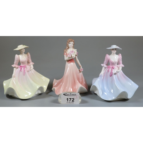 172 - 3 Coalport bone china figurines, 'Debutante May Ball', 'Debutante Summer Bouquet' and 'Debutante the... 