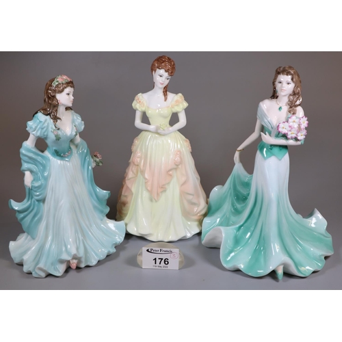 176 - 3 Coalport bone china figurines to include Ladies of fashion, 'Karen', 'Margaret' and 'Amelia'  (3) ... 