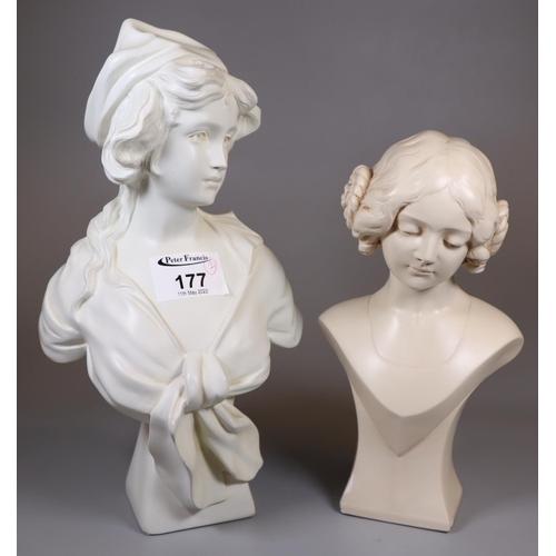 177 - 2 Modern marble finish busts - 1 after Raymond Pierre  Dupont's original (2) (B.P. 21% + VAT)