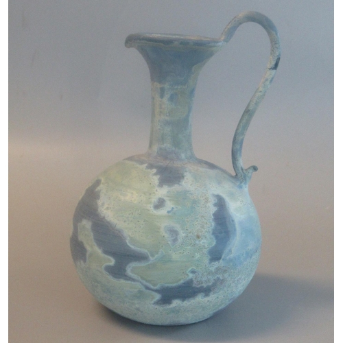 19 - Unusual Art Glass Roman Style ewer baluster jug - 14 cm high approx.  (B.P. 21% + VAT)