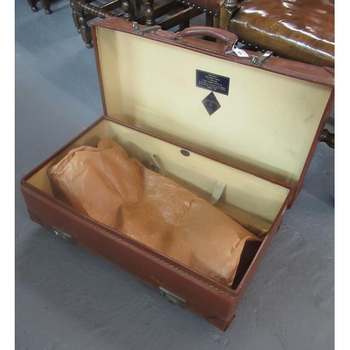 406 - Vintage brown leather suitcase by Revelation presented to James Thomas in 1928.